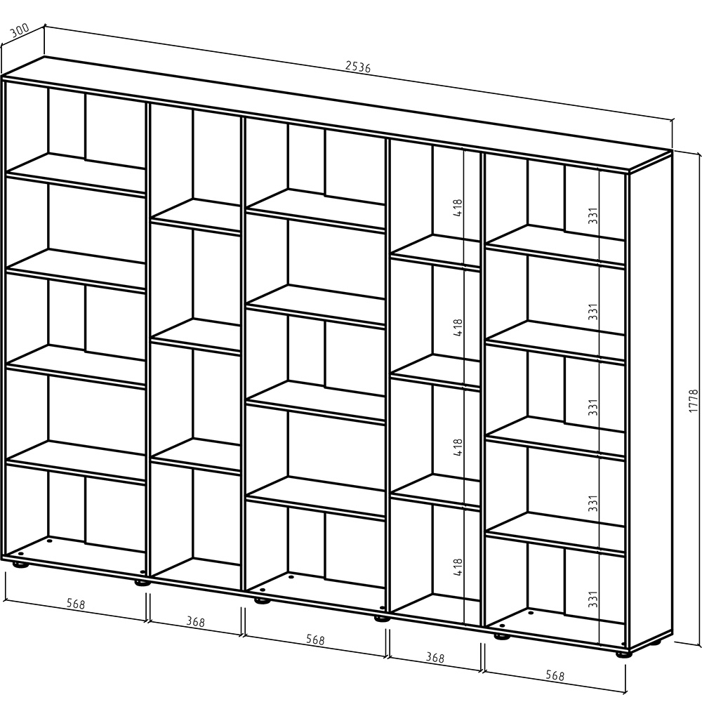 example drawing of a bookcase