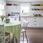 kitchen with checkered tablecloth