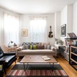 living room with guitar