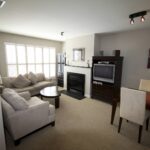 living room with white furniture