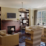 living room with beige furniture