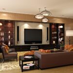 living room with brown suite