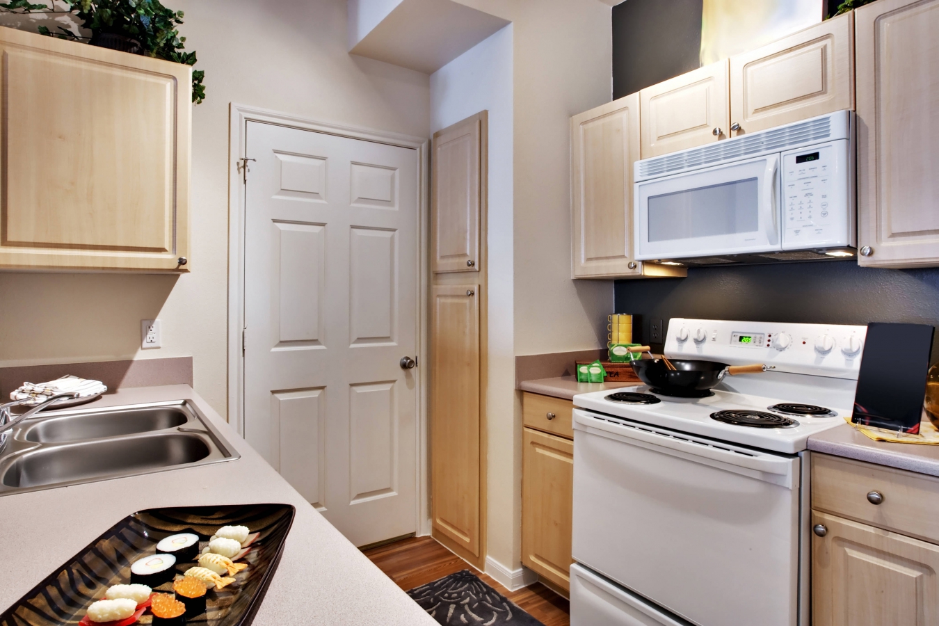 sink and refrigerator in the kitchen