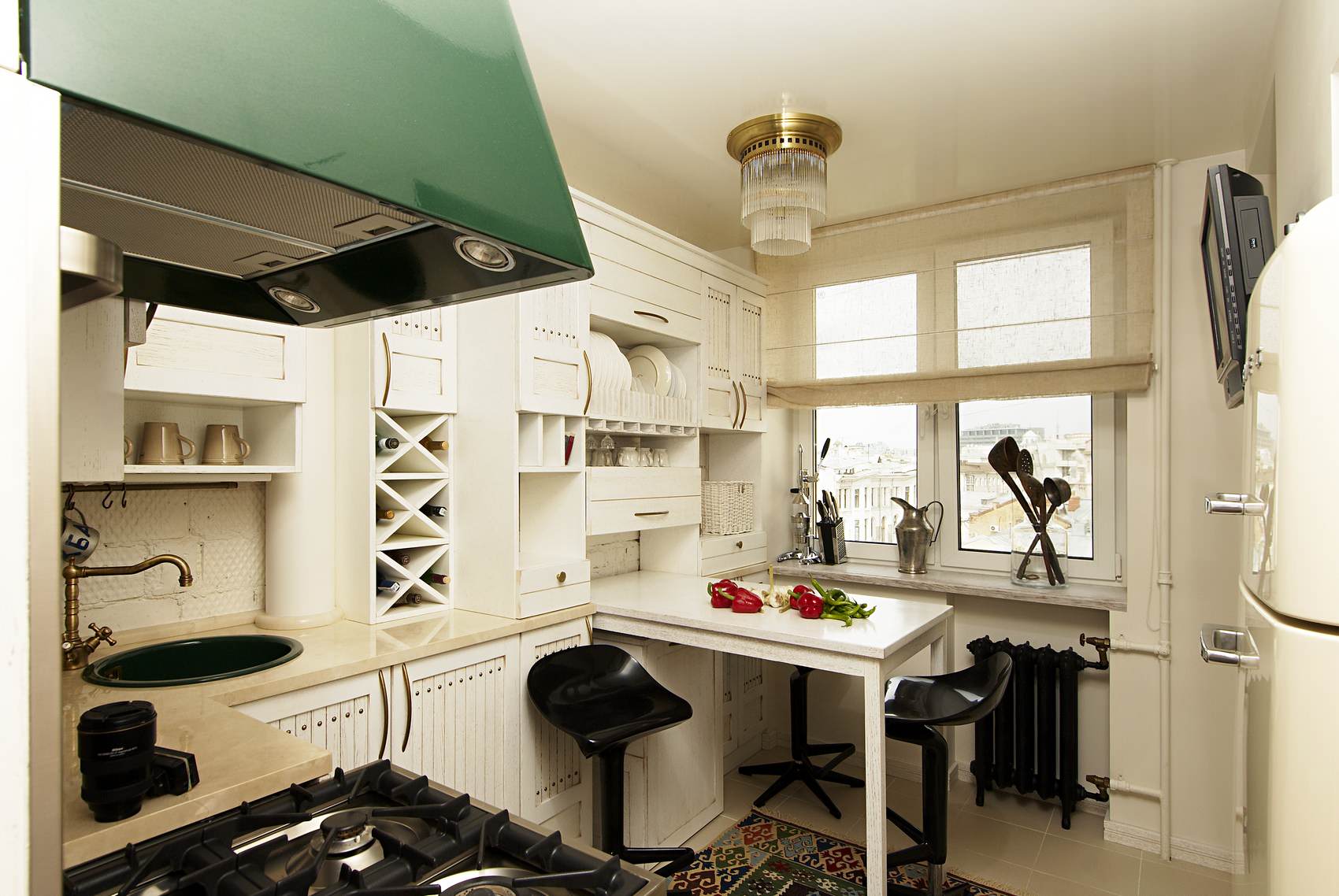 light furniture in a small kitchen