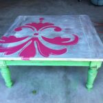 table with large applique