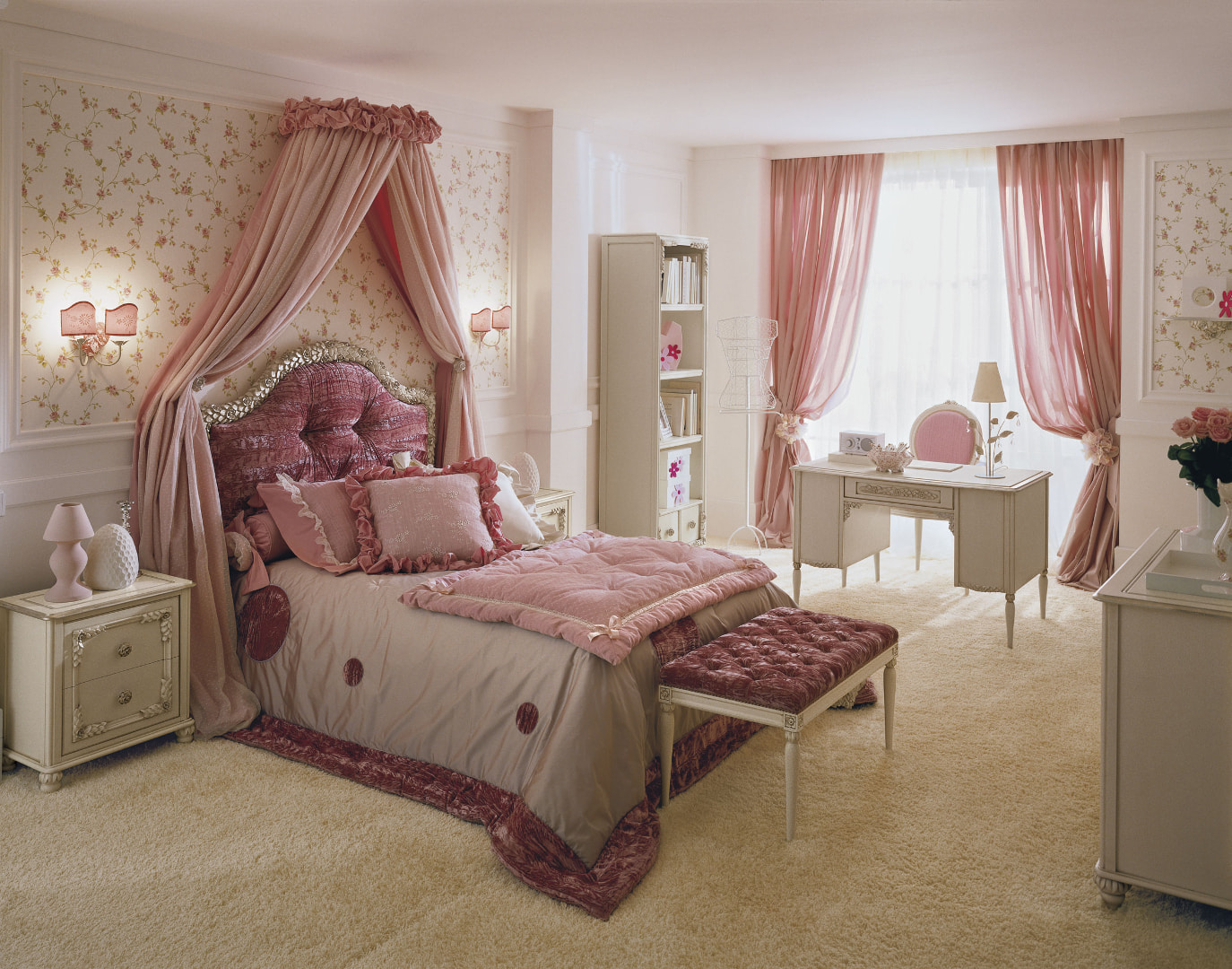 pink curtains photo decor