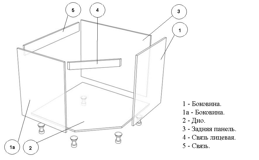 assembly diagram of the corner vanity unit