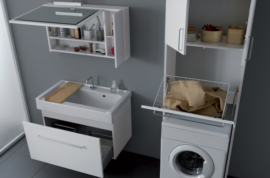 cabinet above the washing machine