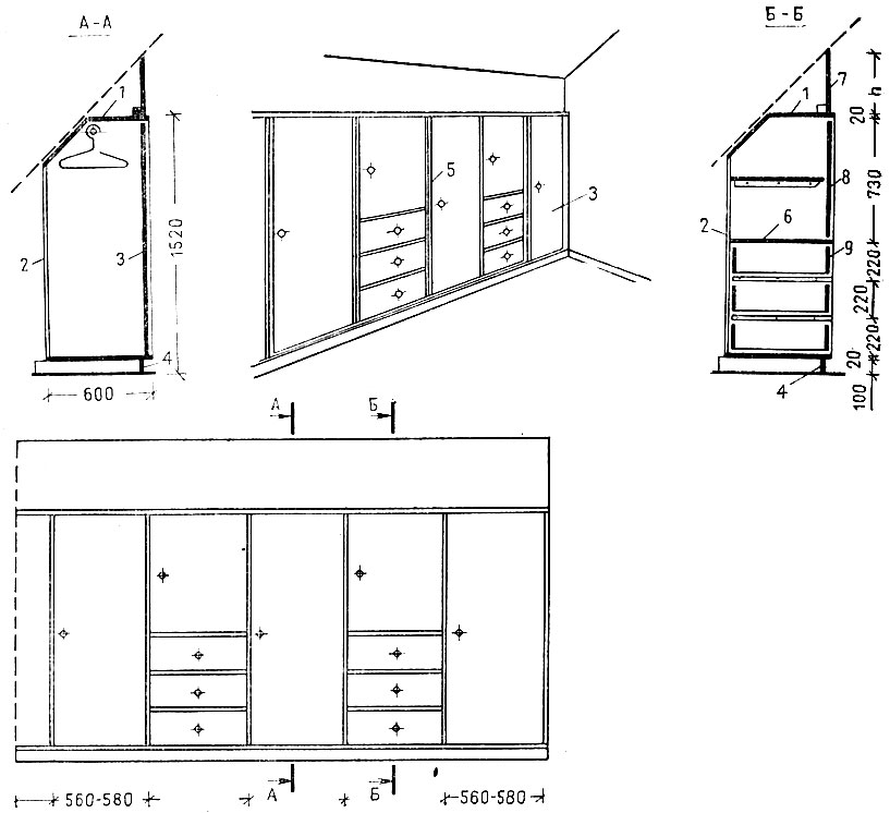 dessin de garde-robe de grenier