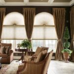 brown stitching curtains