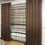 brown curtains in the hall