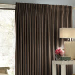 wide brown curtains