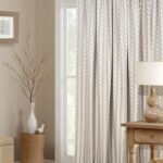 curtains to beige walls with a pattern