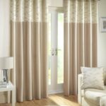 curtains to striped beige walls