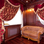 curtains of red color photo interior