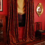 curtains of red color interior photo