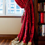 curtains red color photo design