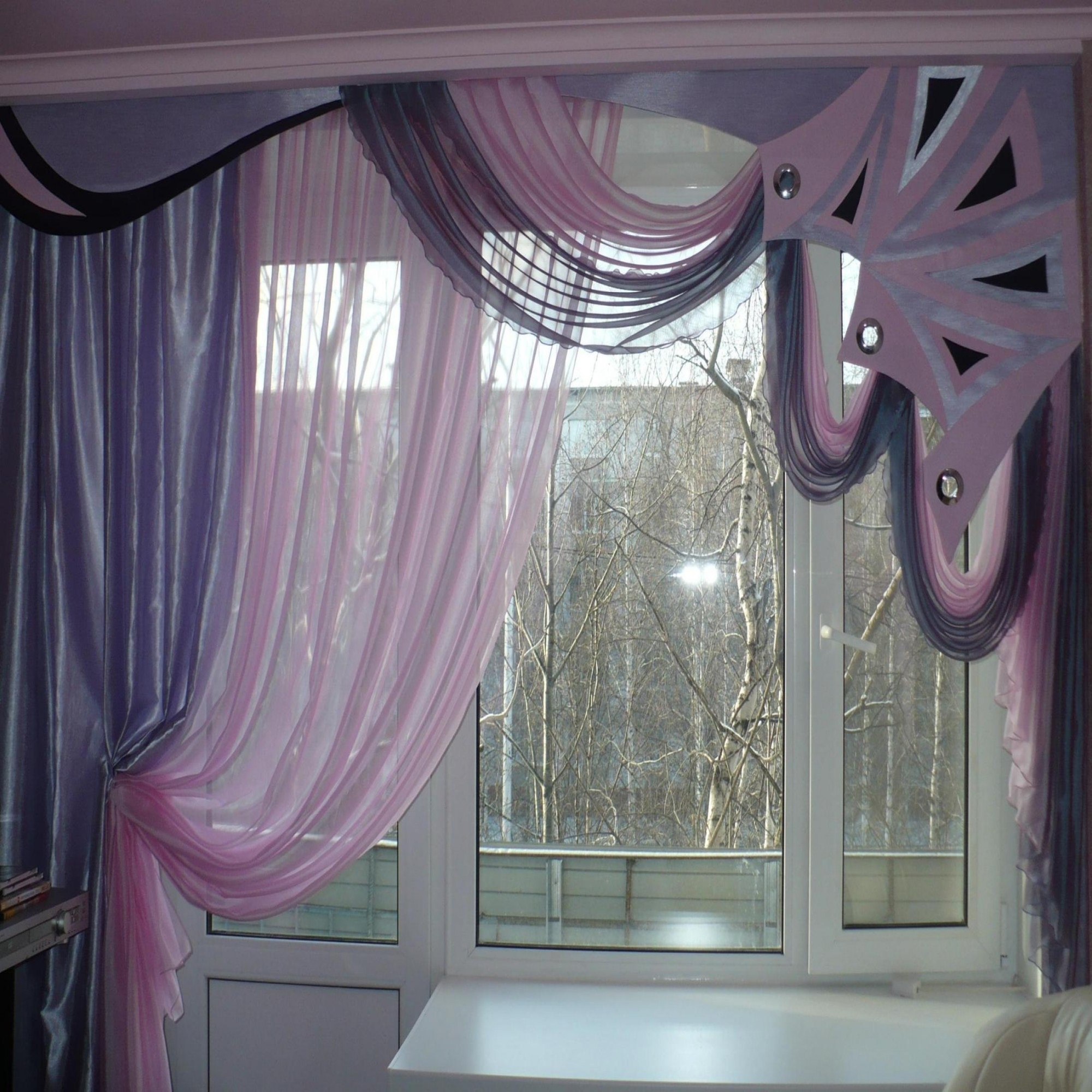 asymmetric purple curtains supply