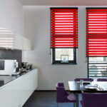 kitchen curtains red blinds