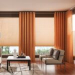 curtains orange color photo decoration