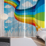 rainbow curtains with clouds