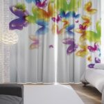 curtains rainbow with butterflies