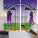 curtains rainbow with people