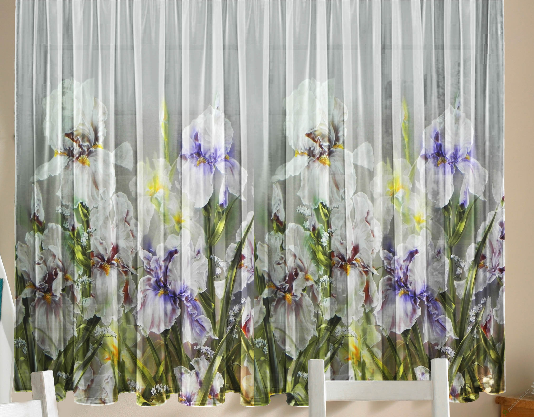 curtains rainbow with flowers night