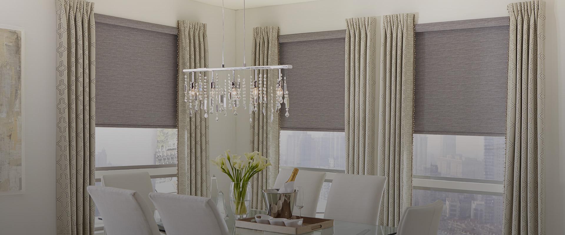 tulle and roller blinds