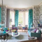 turquoise curtains in the living room