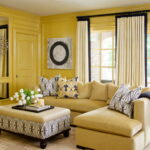 curtains in the yellow living room