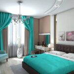 turquoise curtains in the bedroom