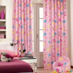 pink curtains in the nursery