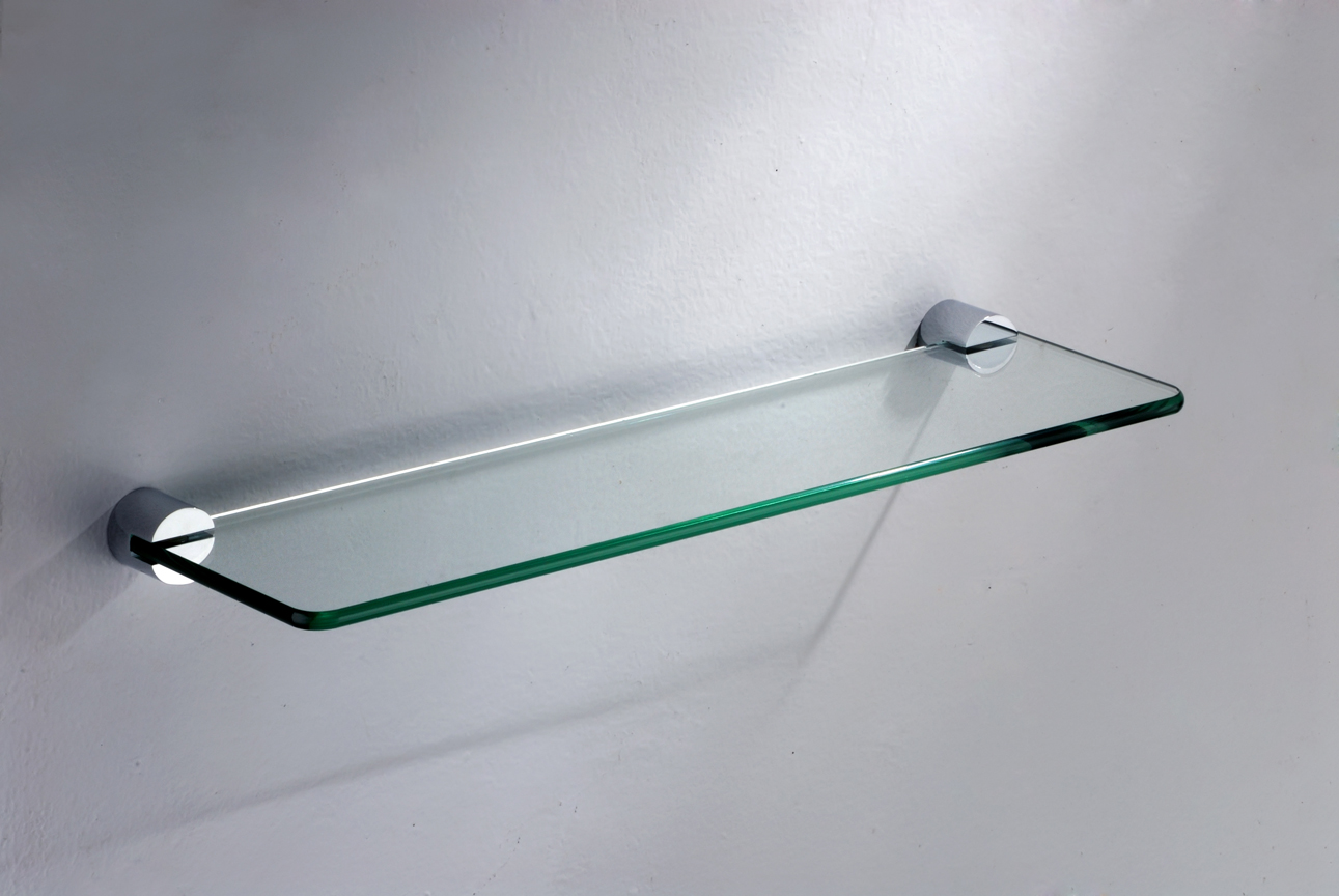 glass shelves on the wall design photo