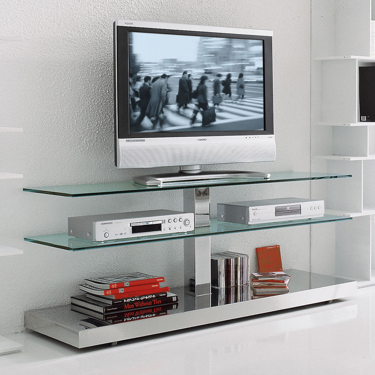 glass shelves on the wall design ideas