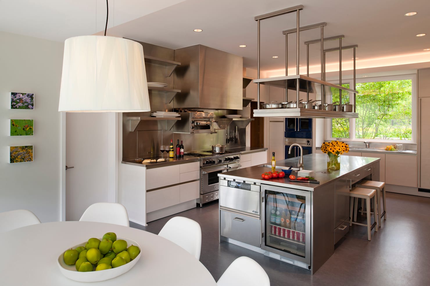 table island in the kitchen interior