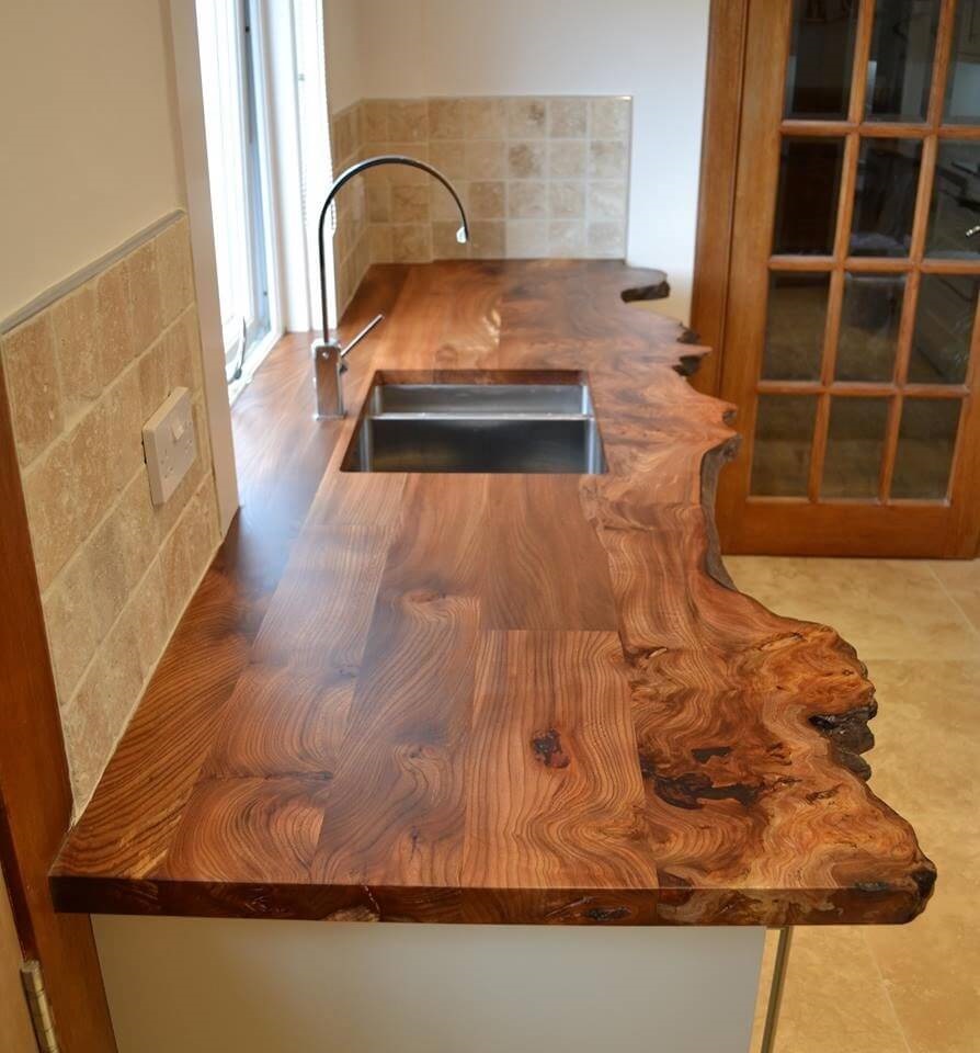 wooden countertop in the kitchen