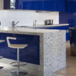 kitchen countertop blue with marble