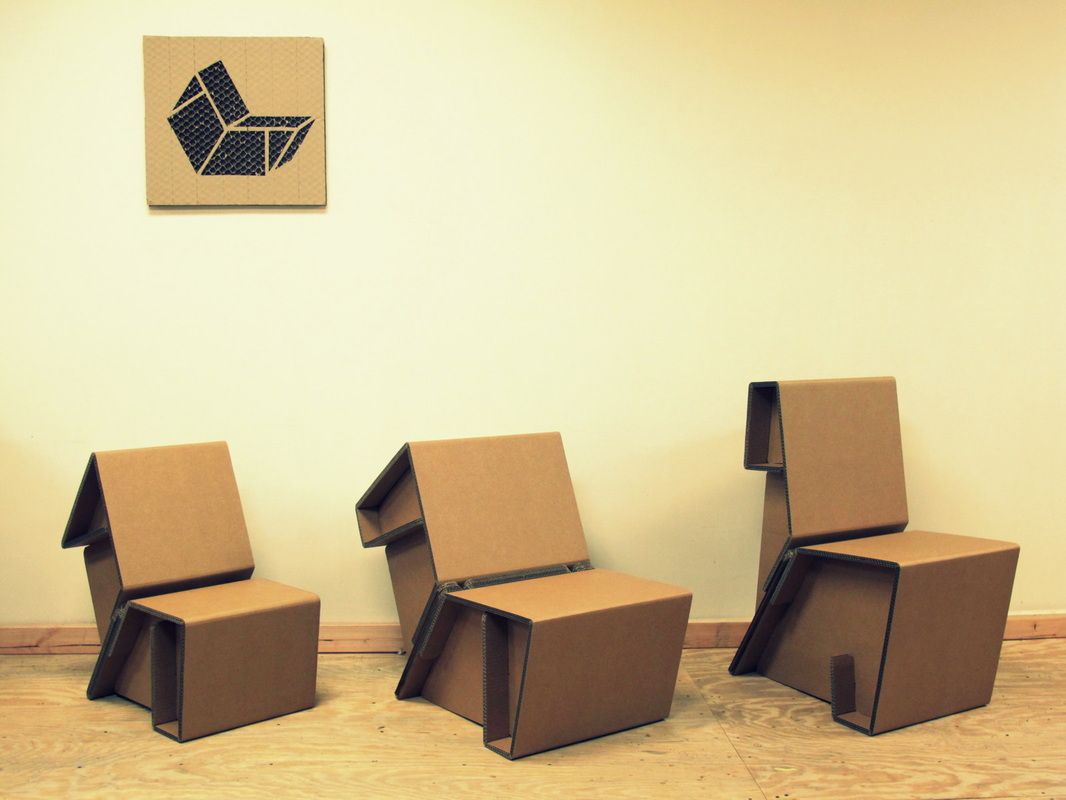 chairs made of cardboard boxes