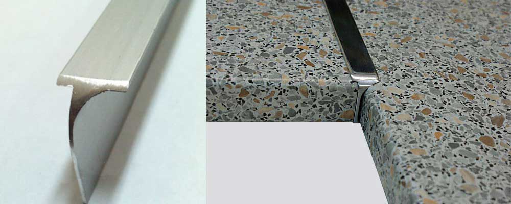 the joint of the countertop in the kitchen with the profile