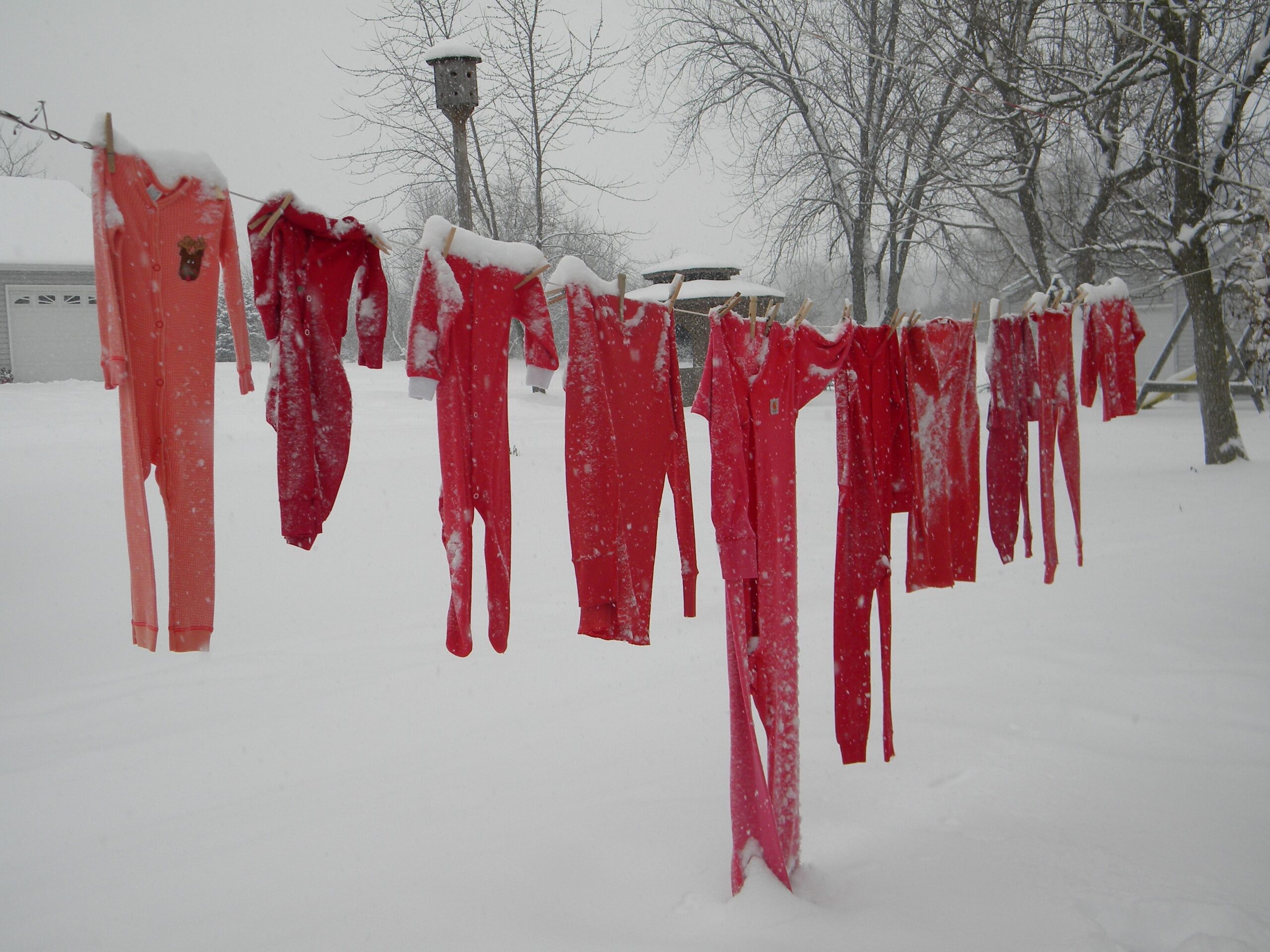 drying clothes in the cold