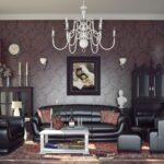 dark furniture in a light room interior photo