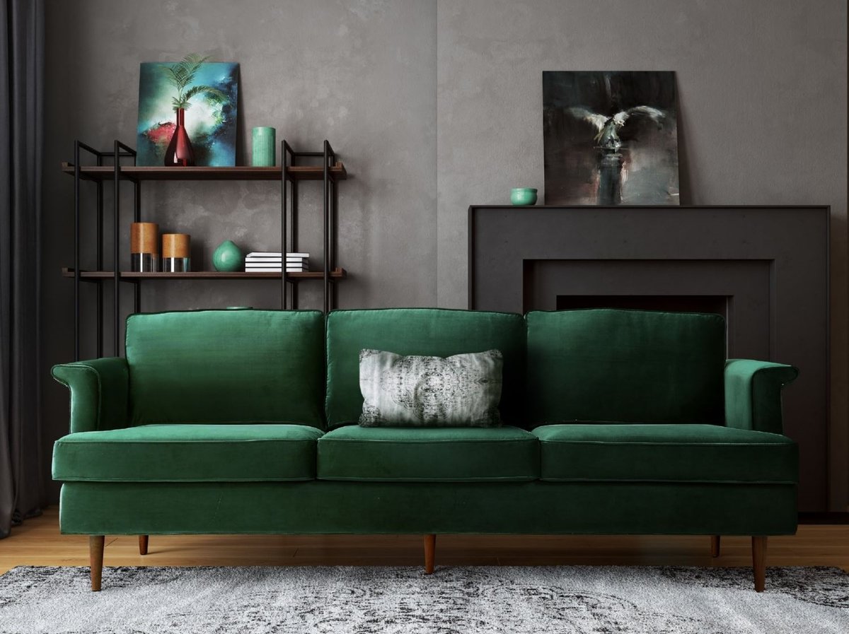 dark green sofa