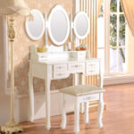 dressing table with triple mirror