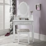 dressing table with oval mirror