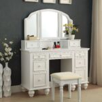 dressing table with wide mirror