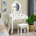 dressing table white with chair