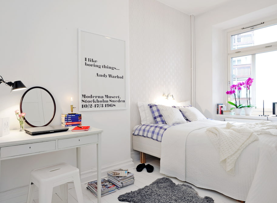 makeup table with mirror in the bedroom