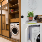 washing machine in the kitchen cabinet