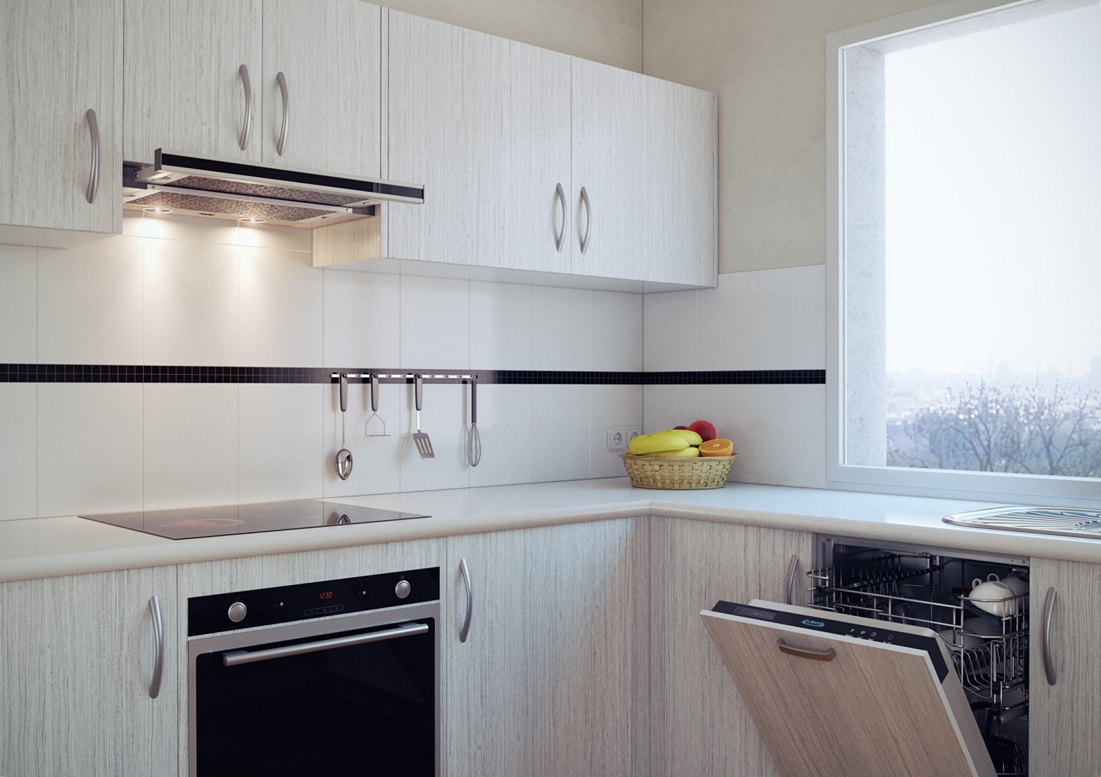 installation of an extractor hood in the kitchen